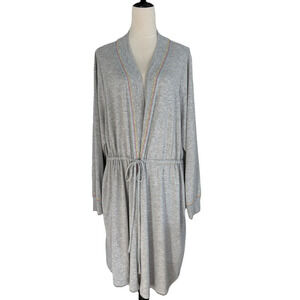 Sleep By Cacique Robe Womens 26/28 Gray Colored Stitching Pockets Cozy Lounge